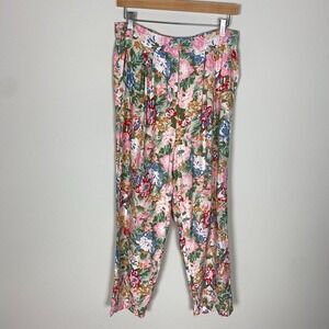 Dissh Floral Pleated Pants Trousers Womens 14 Colorful Spring Summer